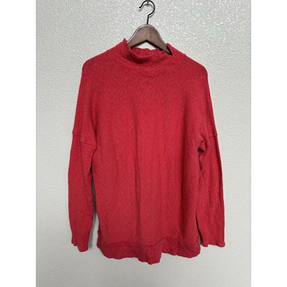 Free People Sweaters - Free People Red knit tunic sweater M long sleeve mock neck cozy lounge oversized